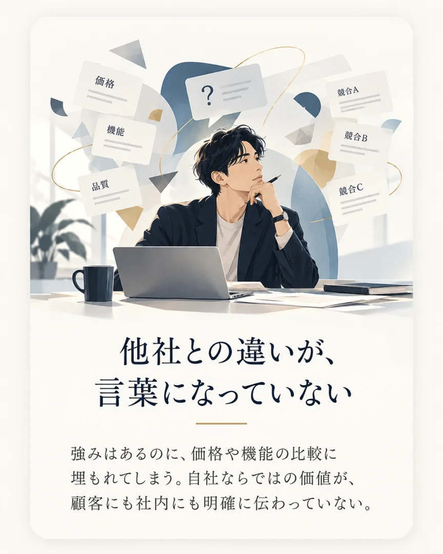 他社との明確な違いを 言葉で説明できない