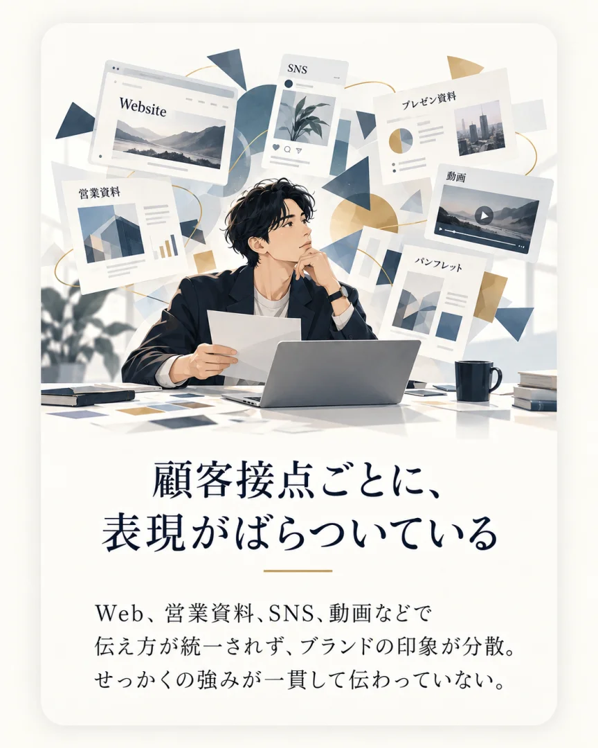 Webや資料の表現が 接点ごとにバラバラ