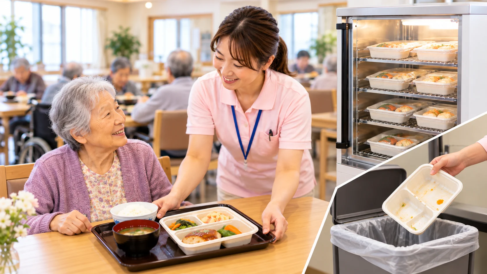 食器洗いをなくしケア業務に専念できる